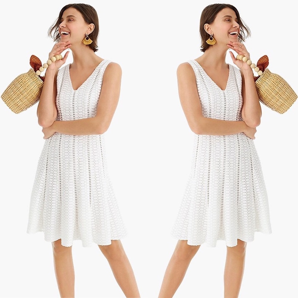 J Crew white fit and flare dress, NWT